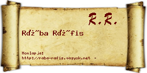 Rába Ráfis névjegykártya